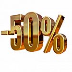 3d Gold 50 Fifty Percent Sign Stock Photo