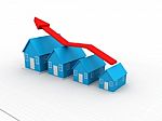 3d House And Arrow Graph Stock Photo