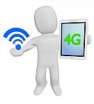3d Human Hold Wifi And 4g Stock Photo
