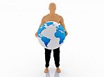 3d Man Holding Earth Stock Photo