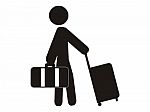 3d Man Standing With Luggage Stock Photo