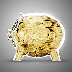 3d Render Of Glass Piggy Bank Full Stock Photo