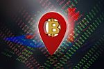 3d Rendering Bitcoin With Navigation Sign Stock Photo