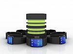 3d Rendering Fitness Bracelet Smart Watch With Database Stock Photo