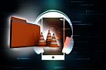 3d Rendering Folder Icon With Traffic Cones Stock Photo