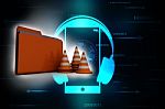 3d Rendering Folder Icon With Traffic Cones Stock Photo