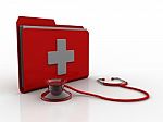 3d Rendering Stethoscope With Hospital Folder Stock Photo