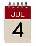 4 July Calendar ,independence Day Stock Photo