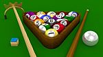 8 Ball Pool 3d Game - All Balls Racked With Accessories Stock Photo