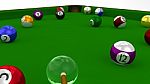 8 Ball Pool 3d Game In Playing On Green Table Stock Photo