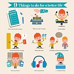 9 Things To Do For A Better Life, Cartoon Business Stock Photo