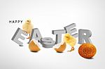 A Fluffy Yellow Chick Coming Out Of An Easter Egg Shell Stock Photo