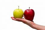 A Hand Holding Red Apple Stock Photo