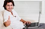 A Man With Laptop Stock Photo
