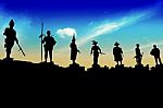A Monument To King Of Thailand Silhouette Stock Photo