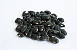 A Small Handful Of Black Beans - Preto. Beans Isolated On A Whit Stock Photo