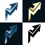 Abstract Arrow Logo Collection For Web Or Business Brand Stock Photo