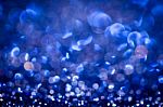 Abstract Blur Blue  Bokeh Lighting From Glitter Texture Stock Photo