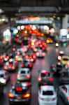 Abstract Blur Traffic And Car Lights Bokeh In Rush Hour Backgrou Stock Photo