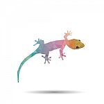 Abstract Geckos Isolated On A White Backgrounds Stock Photo