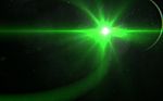 Abstract Green Lens Flare Light Over Black Background Stock Photo