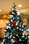 Abstract Of Christmas Tree Light Bokeh For Background Stock Photo