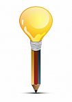 Abstract Shape Of Pencil And Bulb Stock Photo