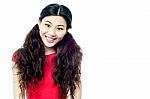Adorable Young Smiling Girl With Long Hair Stock Photo