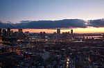 Aerial View Of Boston At Sunset Stock Photo