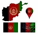 Afghanistan  Flag, Map And Map Pointers Stock Photo