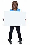 African Girl Holding Blank Board Stock Photo