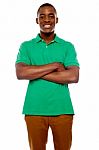 African Guy With Crossed Arms Stock Photo