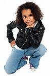 Afro American Kid Posing Stylishly To The Camera Stock Photo