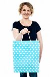 Aged Female Holding Shopping Bag Stock Photo