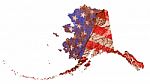 Alaska State Map Flag Pattern Stock Photo