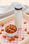 Almonds With Almond Milk Stock Photo
