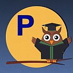 Alphabet P And Graduates Owl Stock Photo
