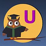 Alphabet U And Graduates Owl Stock Photo