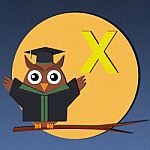Alphabet X And Graduates Owl Stock Photo