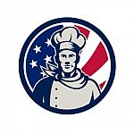 American Baker Chef Usa Flag Icon Stock Photo