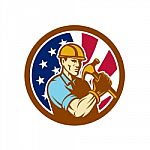 American Handyman Usa Flag Icon Stock Photo