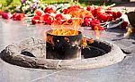 An Eternal Flame Burns At The Monument Stock Photo