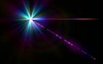 Anamorphic Blue Lens Flare Isolated On Black Background For Over Stock Photo