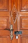 Ancient Teak Door & Lock Stock Photo
