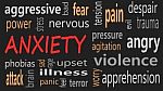 Anxiety Word Cloud On A Black Background Stock Photo