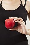 Apple In Hand Stock Photo