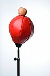 Apple Put On Red Punching Bag Exercises For Healthy Concept Stock Photo