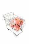 Apples Inside Shopping Cart Stock Photo