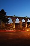 Aqueduct Of The Free Waters In Lisbon (car Motion) Stock Photo