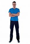 Arms Crossed Young Man Standing Stock Photo